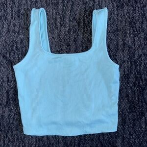 Light Blue Ribbed Women's crop tank